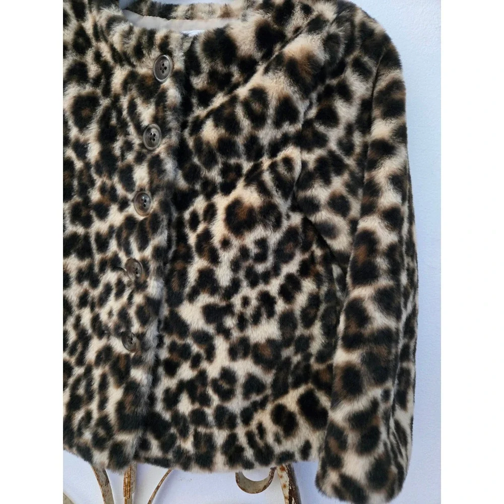 Old Navy Girls Leopard Print Faux Fur Coat Jacket - Size 3T‎
